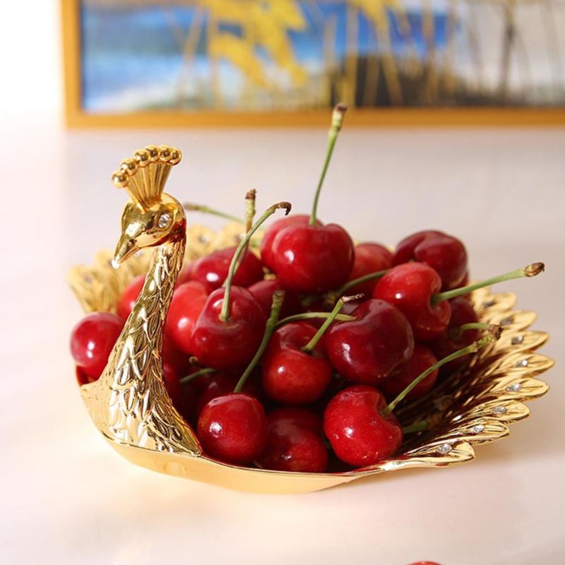 

Dishes & Plates Dried Nut Dish Large Capacity Solid Color Candy Cookie Cake Appetizer Serving Platter Fruit Plate Bowl, Golden