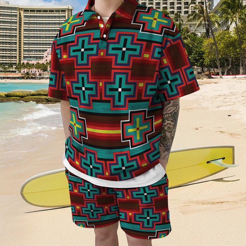 

Men's Tracksuits Summer Hawaiian Beach Pants 3d Ethnic Printing Loose Harajuku Style Men's Shirt Short-sleeved Casual SuitMen's MMen's M, Ttb61-57