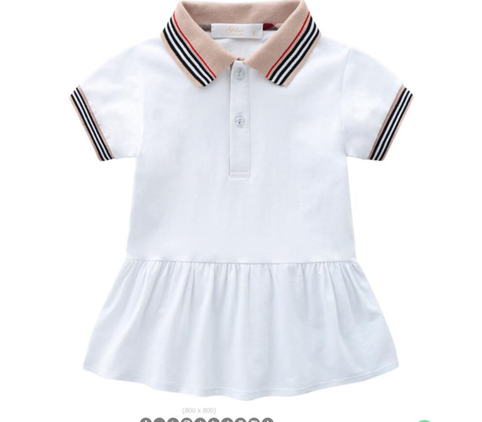 

Girls Dress 2019 INS Hot Styles New Summer Styles Girl Kids Sailor Collar Short Sleeve Elegant High Quality Cotton Dress k13, White