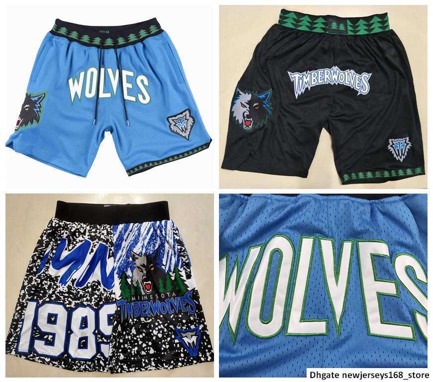 

2022 Minnesota Basketball Shorts JUST DON Stitched Mitchell and Ness With Pocket Zipper Sweatpants Mesh Retro Timberwolve Sport PANTS