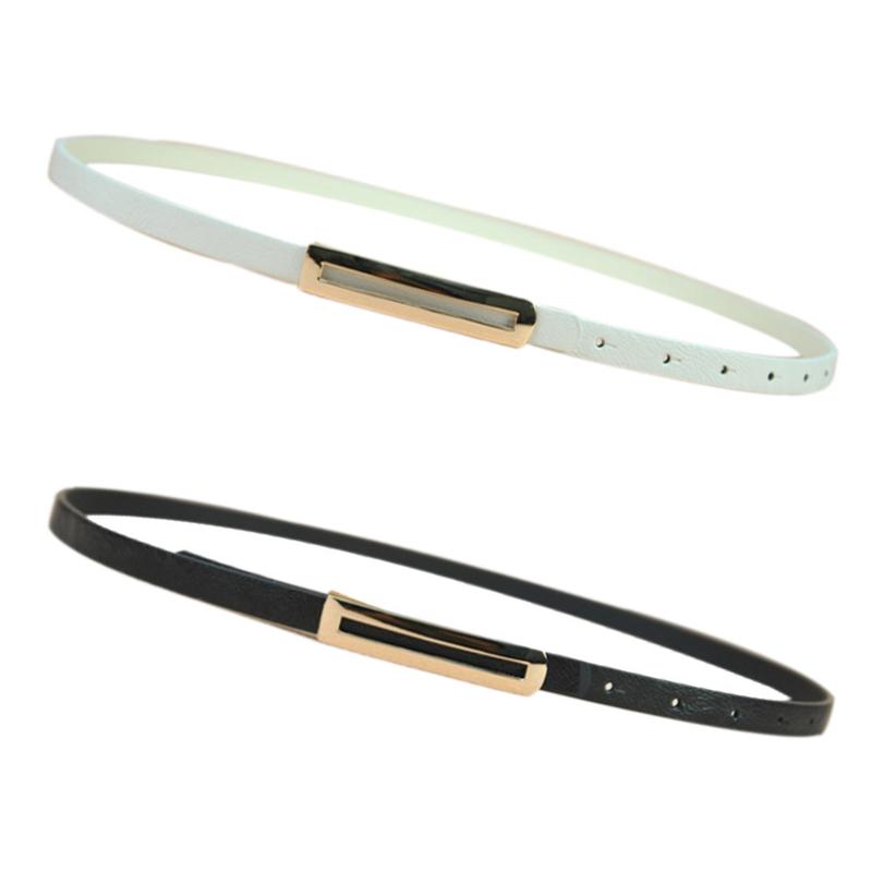 

Belts 2022 Women Slim Rectangle Alloy Buckle PU Simple Female Straps Accessories Black White Fashion Designer Waistband