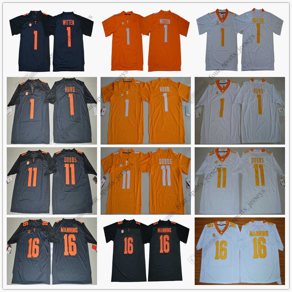 

NCAA Tennessee Volunteers Football Jersey 1 Jason Witten 11 Joshua Dobbs 16 Peyton Manning High Quality Jersey Size --XXL, As picture