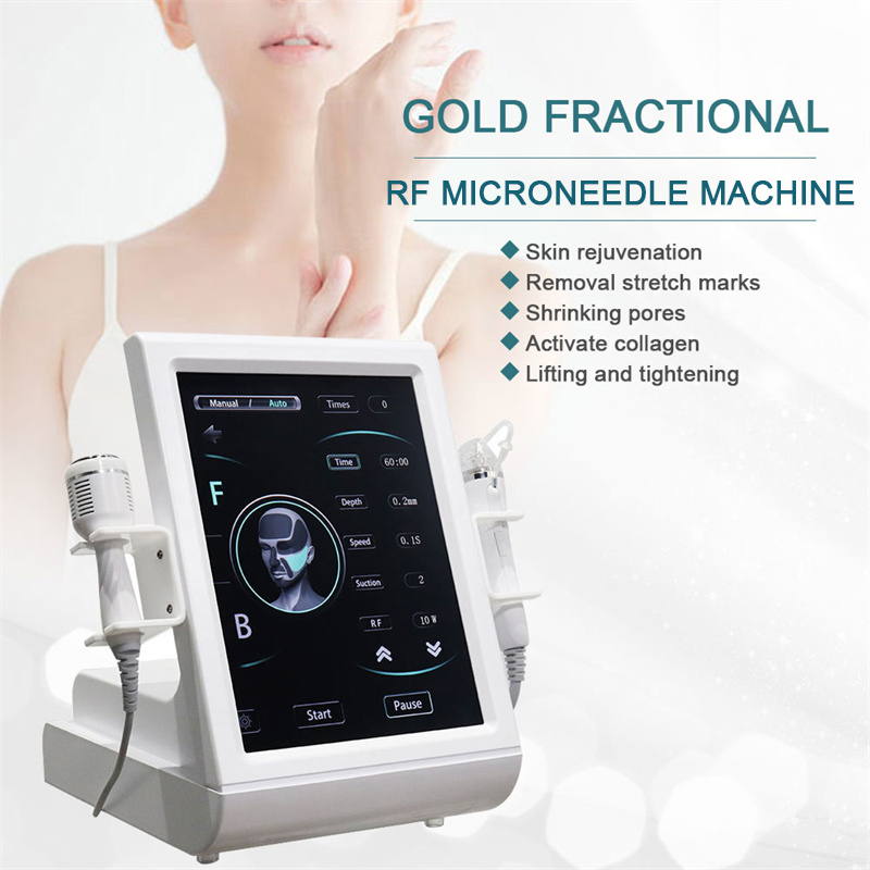 

2 in 1 Fractional RF Microneedling Equipment Cold Hammer Acne Treatment Stretch Marks Removal Micro-needle Device Gold Rf Microneedle Skin Rejuvenation Machine