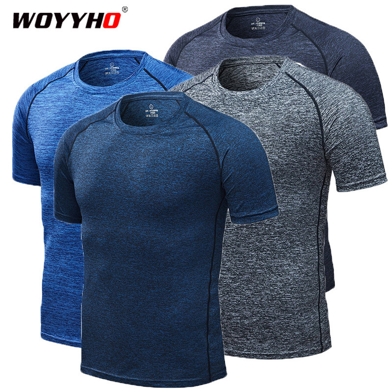 

Men s Breathable Sport Running T Shirts Quick Dry Fitness Bodybuilding T Shirts Outdoor Elastic Training Suit 220615, Random color