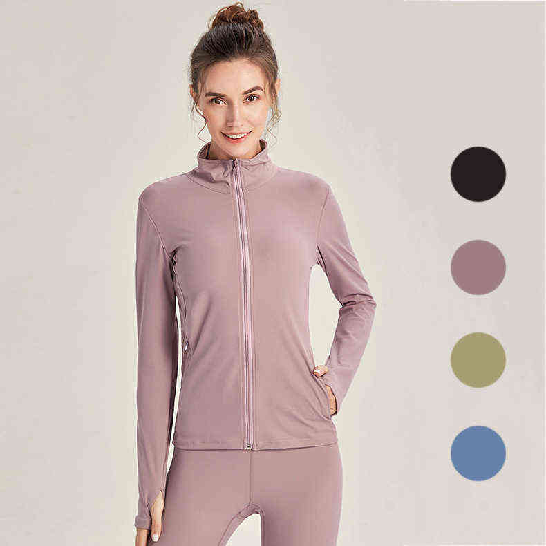 

Women' Autumn Yoga Fitness Exercise Running Thin Stand Collar Jacket Slim Fit Quick Dry Long Sleeve, Green