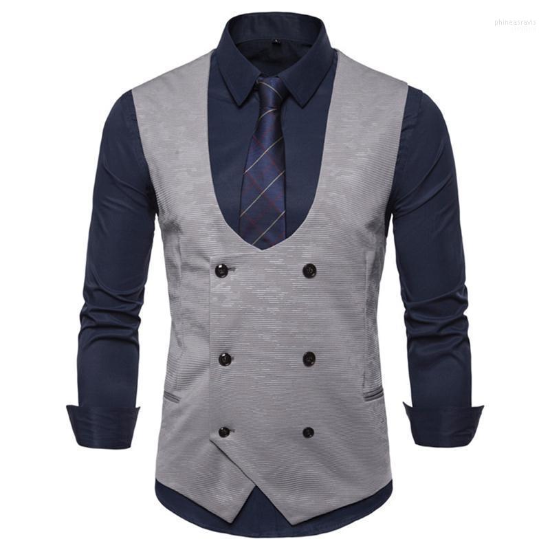 

Men' Vests Vest Gentleman Double-breasted Suit Wedding Banquet Business Casual Formal Phin22, Blue