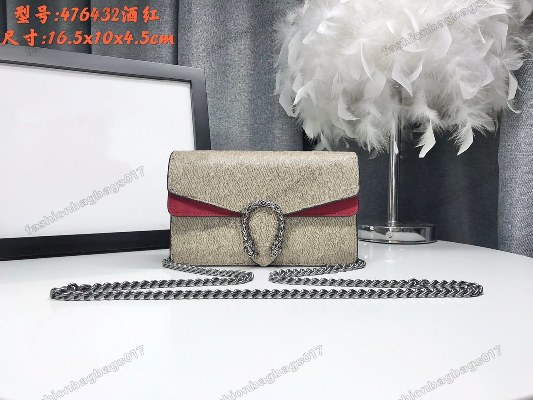 

Mini Dionysuss Luxury Chain Strap Shoulder Bag Greek God Designer Tiger head Closure CrossBody Black Wine Red Womens Luxury Handbag