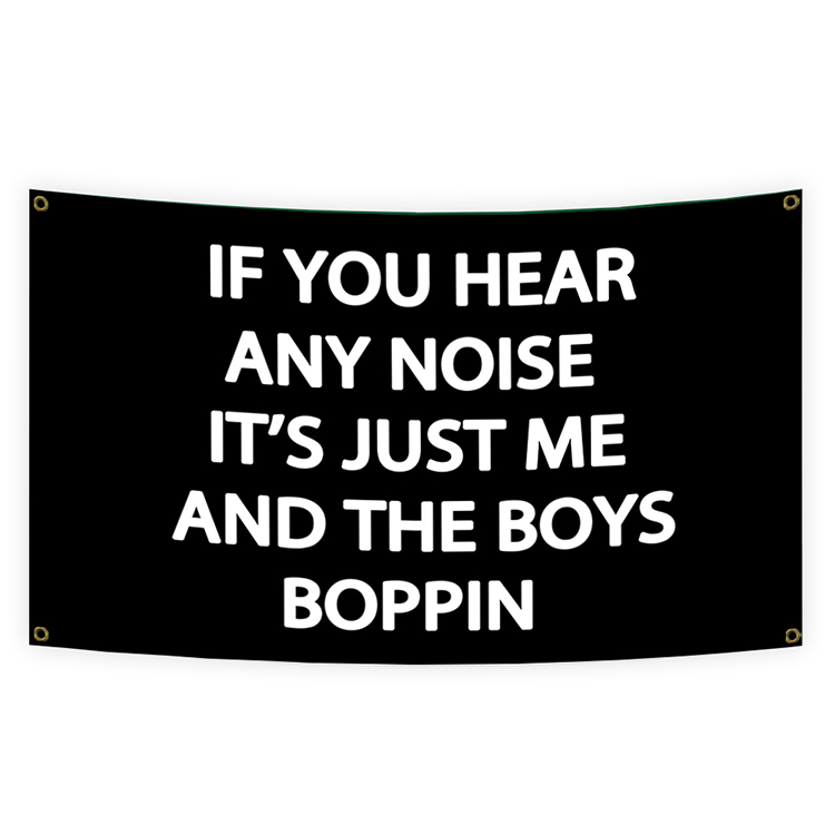 

If You Hear Any Noise Its Just Me and The Boys Boppin Flag 3x5 Ft 100%Polyester Vivid Color Banner With Brass Grommets For College Dorm Frat Party Background