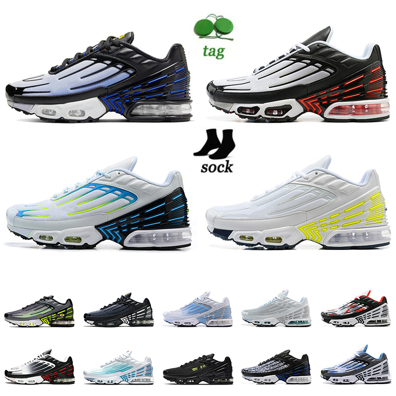 

2022 Top Quality Tn 3 Plus Mens Womens Running Shoe Big Size 12 Laser Blue Radiant Red Triple Black White Neon Off Tuned Tn3 Tns Amaxs Trainers Sneakers With Socks, A37 rainbow 39-46