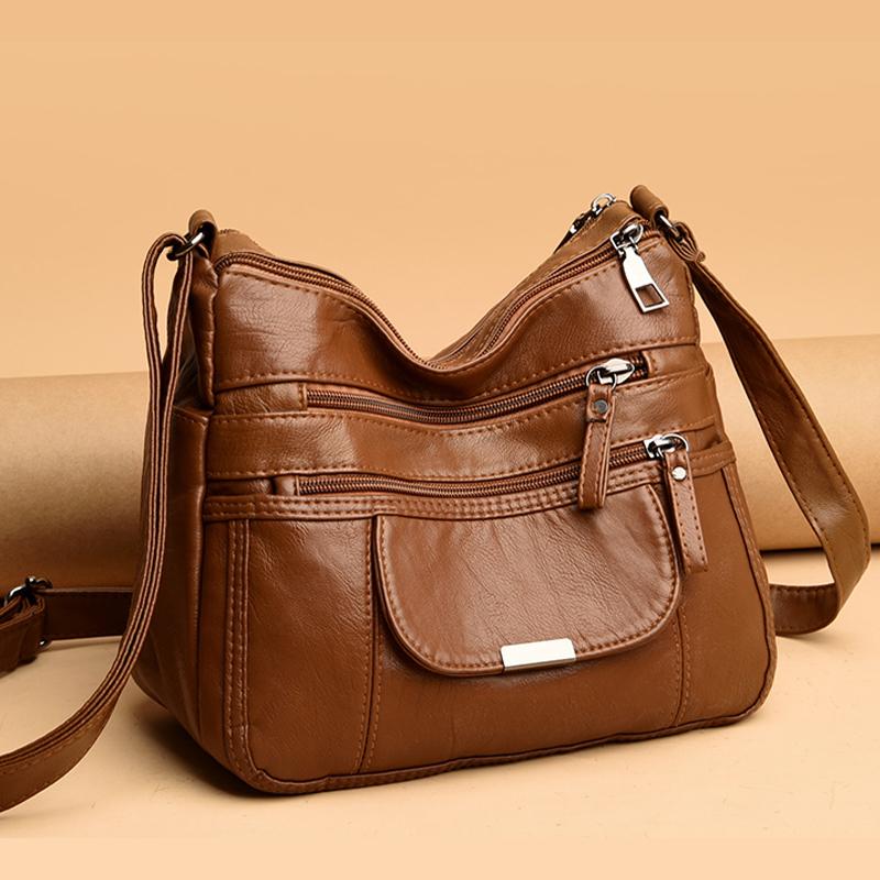 

Evening Bags Korean Fashion Trend Vintage Hobos Shoulder Bag Women Big Soft Leather Commuter Shopper Bolso Mujer Casual Outdoor Black Handba