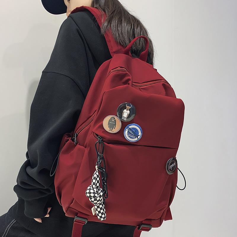 

Backpack Cool Women Men Nylon Badge College Fashion Lady Male Travel Bag Girl Boy Drawstring Female Laptop Student Bags, Black