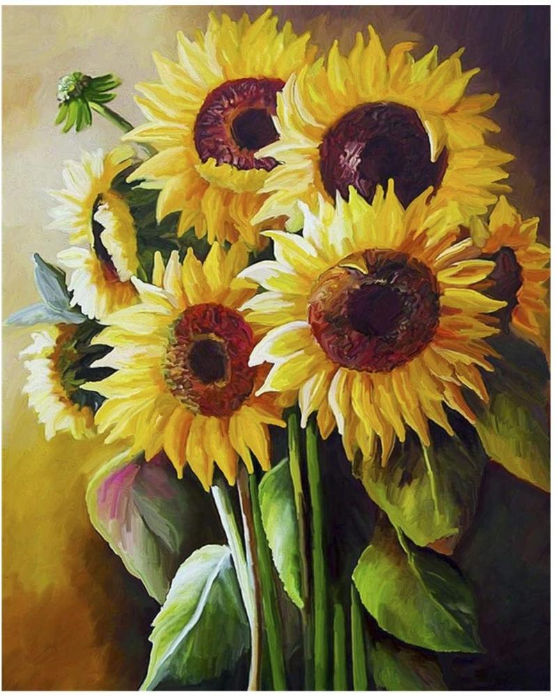 

Paintings Sunflower Painting By Numbers For Adults DIY Oil Kits,Geboor Paint Number Kit On Canvas Home Wall 16inchx20inch