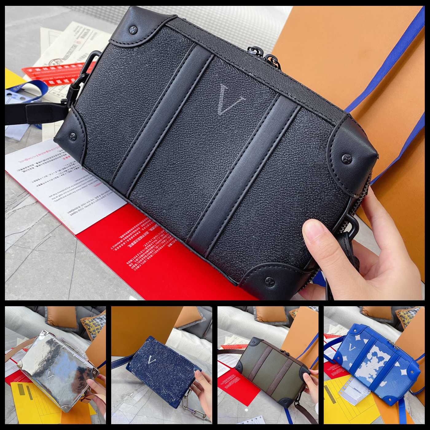 

5A Designer Bag Luxury Purse Brand Shoulder Bags Leather Handbag Woman Crossbody Messager Cosmetic Purses Wallet by shoebrand W107 05, #30 box