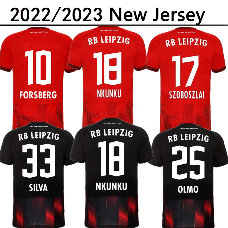

22 23 NKUNKU SILVA Soccer Jersey home away THIRD 2022 2023 football shirts HAIDARA OLMO SZOBOSZLAI Poulsen Klostermann FORSBERG LAIMER ADAMS Hommes men top