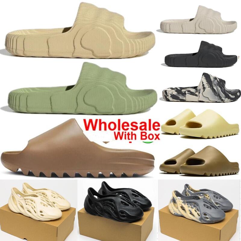 

22 3D Slippers Summer Sandals Men Women Resin Pure Black Glwgrn White Sand Mineral Blue Mineral MXT Moon Grey Soot Core Bone Ocher With Box Wholesale 2023, Color-6