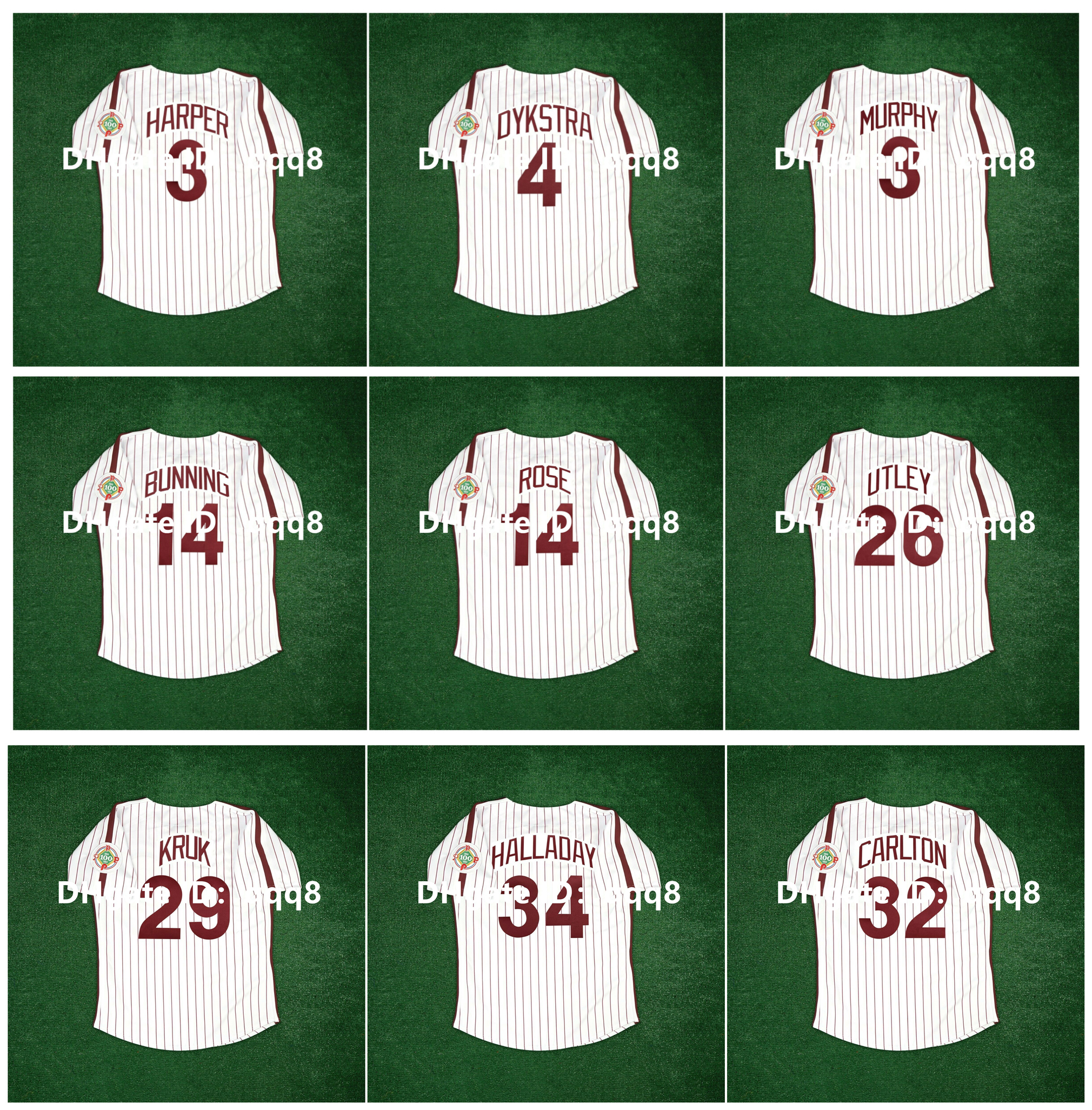 

1984 Vintage Baseball Jersey John Kruk Steve Carlton Roy Halladay Bryce 3 Harper Dykstra Pete Rose Jim Bunning Chase Utley Tug McGraw Garry 31 Maddox Size S-XXXXL, As pic