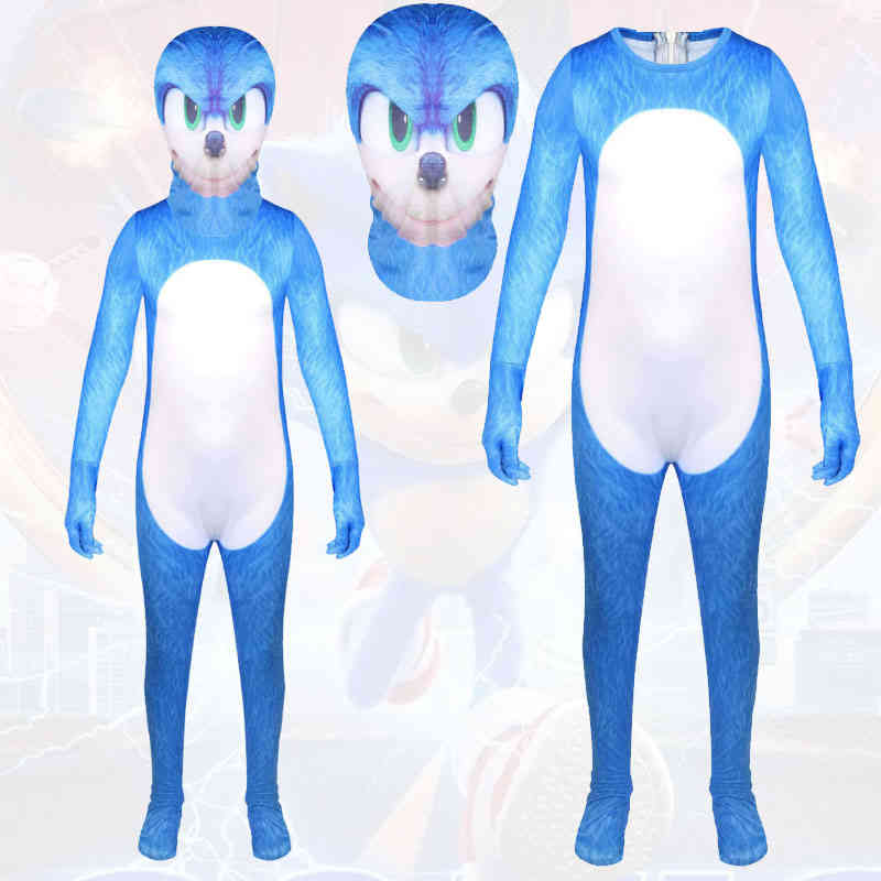 

2020 New Luxury Cartoon Sonic Costume Kids Game Character Faster Hero Role Playing Halloween, Lb51
