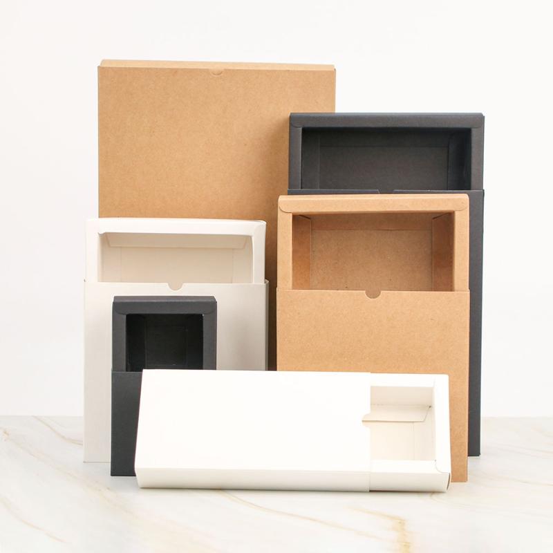 

Gift Wrap 5pcs / 10pcs Cardboard Drawer Carton White Black Cowskin Box Support Custom Size And Logo Printing