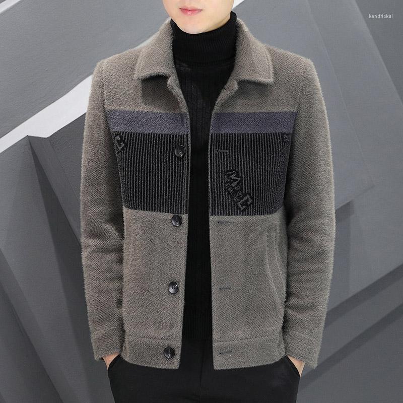 

Men's Trench Coats Korean Slim Casual Woolen Coat Men Short Stitching Business Social Streetwear Overcoat Windbreaker Clothing Kend22, Black