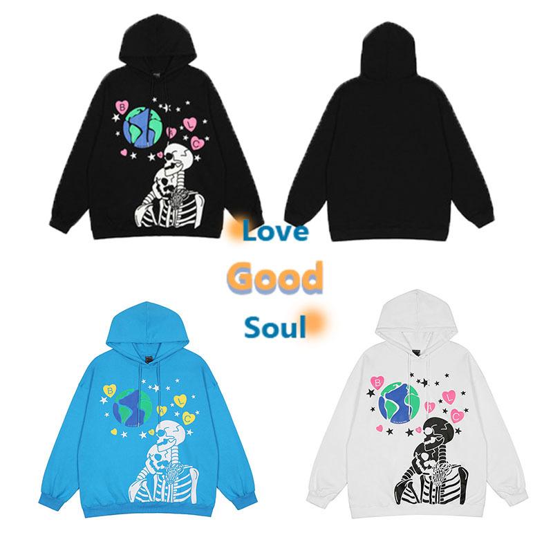 

Men's Hoodies & Sweatshirts Y2K Winter Earth Skeleton Gothic Hoodie Men Oversized Harajuku Streetwear Skull Print Pullover Women Vintage Hip, Black