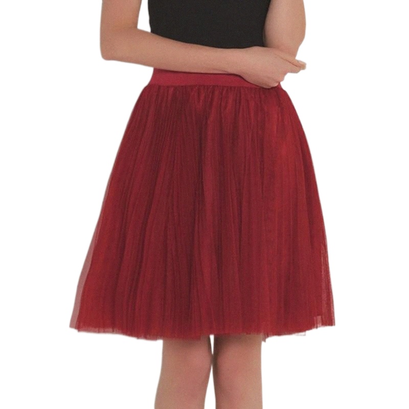 skirts Women 2022 Red High Waist Vintage Pleated Tutu Skirt Lolita Petticoat Princess Party Ball Gown Tulle Casual Faldas M4zn#-image-790073614