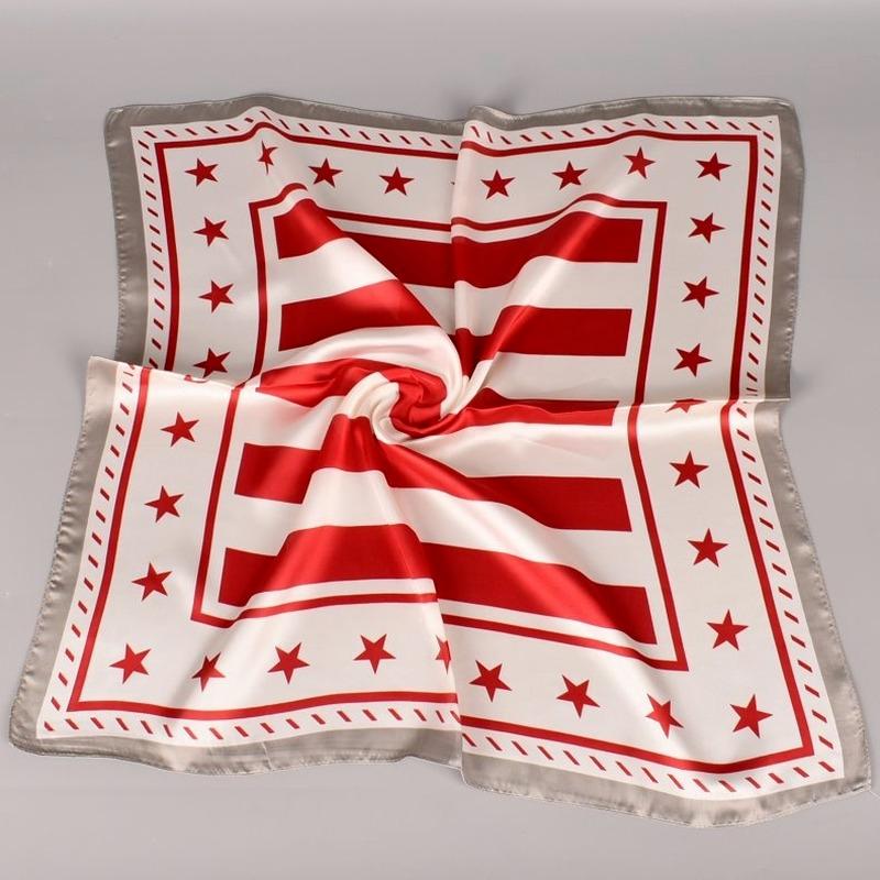 

Scarves Double Color Star Printed Satin Silk 70CM Square Scarf Ladies Elegant