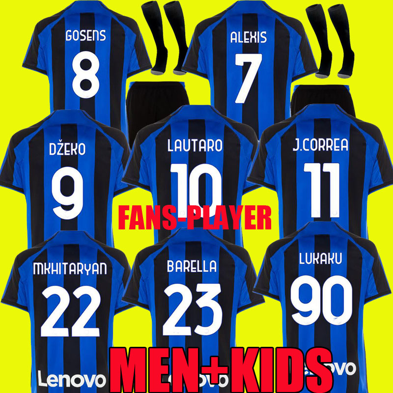 

fans player version lukaku 90 soccer jerseys 22 23 BARELLA LAUTARO INTERS ALEXIS DZEKO CORREA AWAY MILAN UNIFORMS football shirt 2021 2022 2023 men ADULT SIZE 3XL 4XL, Home player