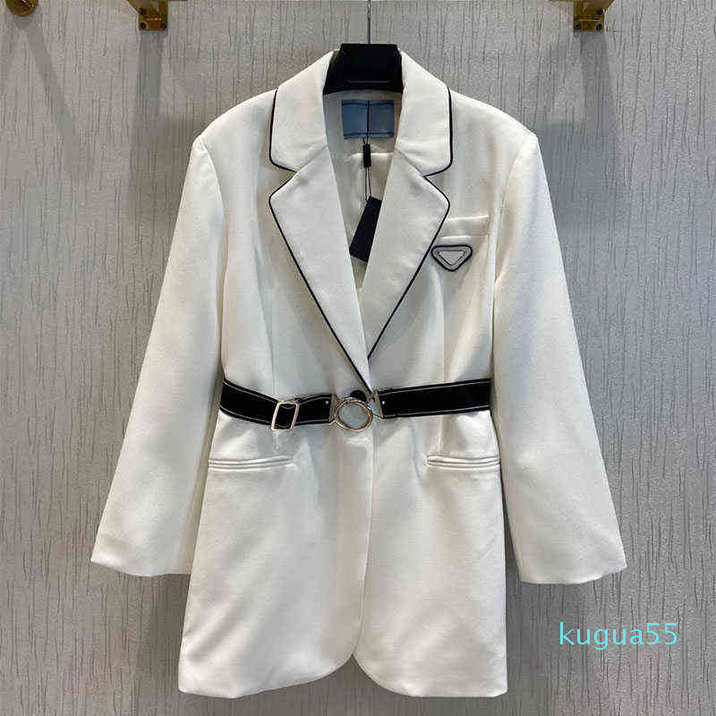 

22SS Womens Jacket Blazer Casual Dress Style With Corset Ladies Slim Print Regular Fashion Jacket Pocket Coat Simple Coat Brand Designer, White