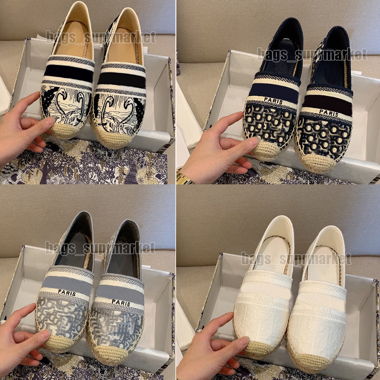

Women Luxury Casual sandal Shoes Straw Espadrilles Summer Designers ladies flat Beach Half Slippers fashion woman Loafers Fisherman canvas Shoe