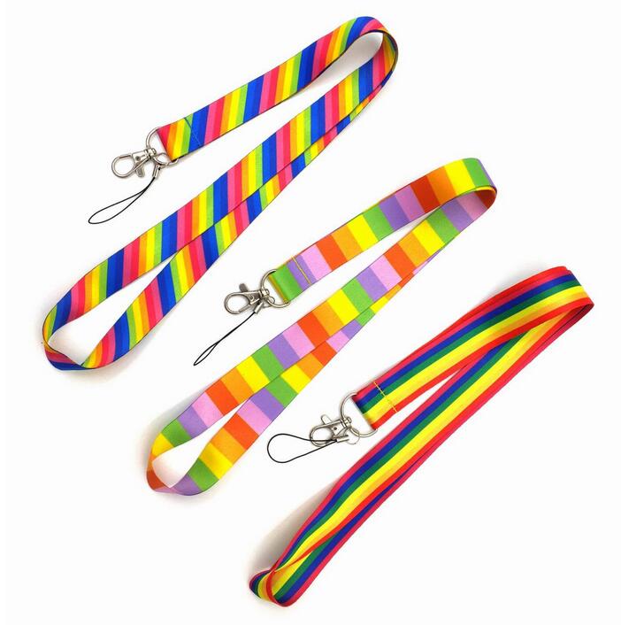 

Rainbow Neck Lanyard ID Badge cellphone Lanyard Keychain Polyester Mobile phone lanyards