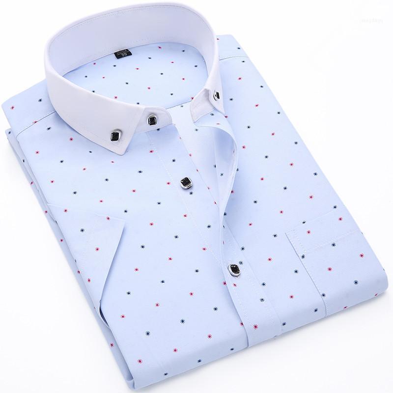 

Wholesale- 2022 Sale Men Short Sleeve Shirt Fashion Quality Cotton 16 Models Polka Dot Casual Slim Comfortable Mens Dress Shirts1