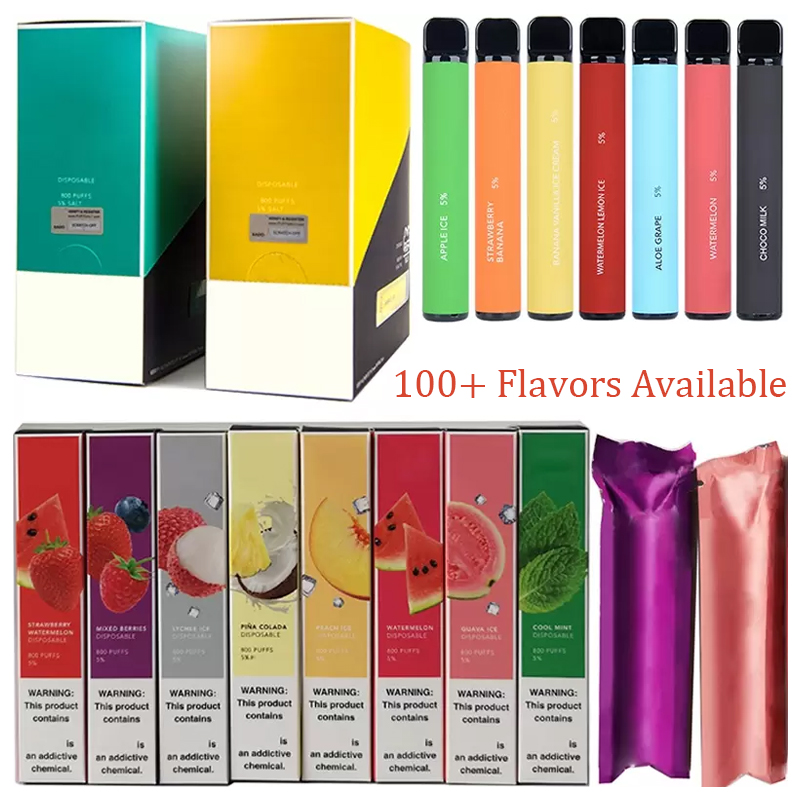

100 Flavors Puff Plus Disposable Prefilled Vape Pens E Cigarettes 3.2ml Device Pods 550mAh Battery 800Puffs Stater Kits
