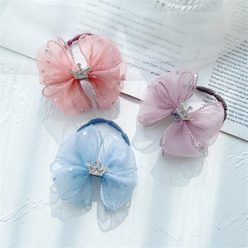 

Hair Accessories 10pcs/Lot Sweet Girl Child Cute Mesh Stars Sequins Bow Bands Princess Fashion Crown Elastic Rope, Pink