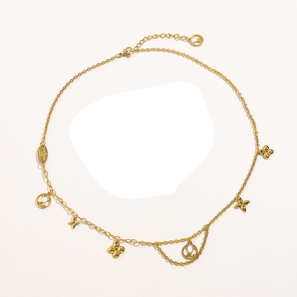 

14K Gold Plated Luxury Brand Designer Pendants Necklaces Never Fading Stainless Steel Letter Choker Pendant Necklace Beads Chain Jewelry Accessories Gifts MY1566