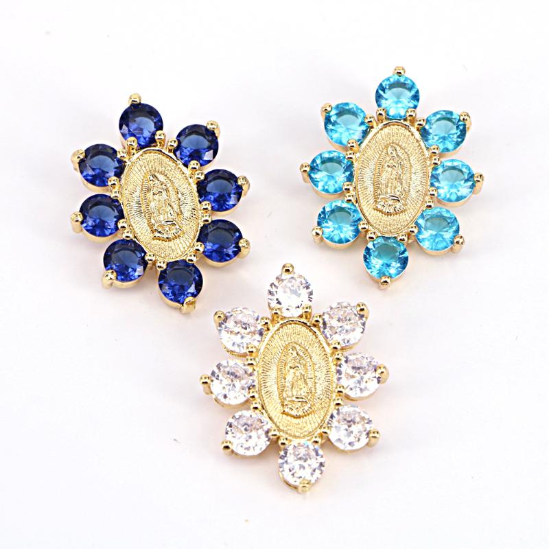 

Pendant Necklaces 10Pcs Fashion Gold Virgin Mary Charm CZ Micro Pave Religion Our Lady Of Guadalupe Cubic Zirconia JewelryPendant