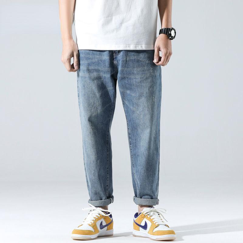

Men's Jeans Straight Harem Summer Korean Man Loose Denim Trousers Streetwear Male Casual Pants Men's Solid Color Z73Men's, Qianlanse