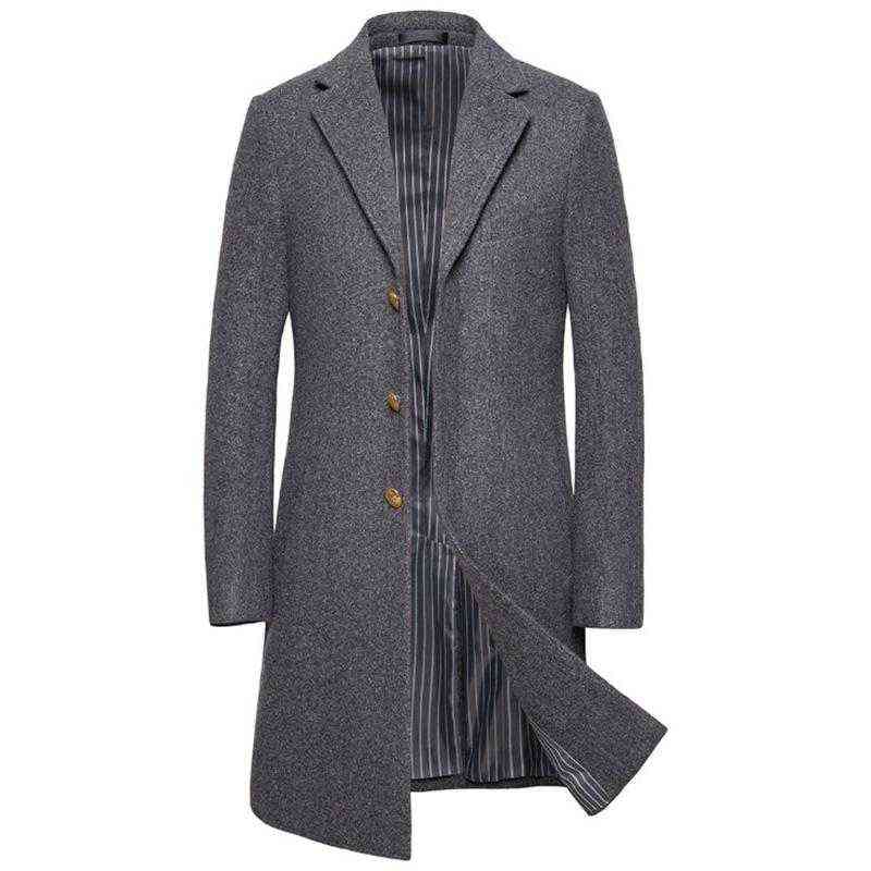 

Luxury Wool Coat Men Autumn Winter Single Breasted Long Trench British Style Woolen Jacket Male Brand Clothing  Men's & Blends T220810, Dark grey