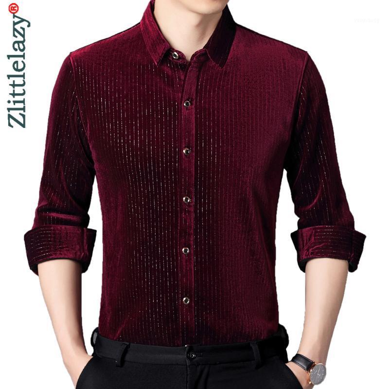 

Men's Casual Shirts 2022 Thick Winter Warm Striped Mens For Men Clothing Korean Fashion Long Sleeve Shirt Dress Clothes Jersey 8113, Wine