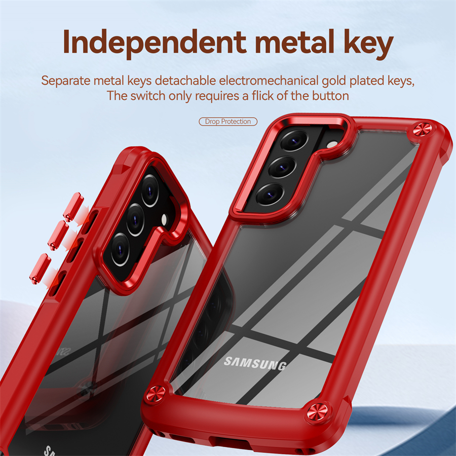 

Samsung S22 Transparent Shockproof Cases for Samsung Galaxy S21 Plus Ultra S20 FE A12 5G A52 A32 Xiaomi 11T Poco X3 Redmi note 11 Hybrid Acrylic TPU Hard Protective Case, Red