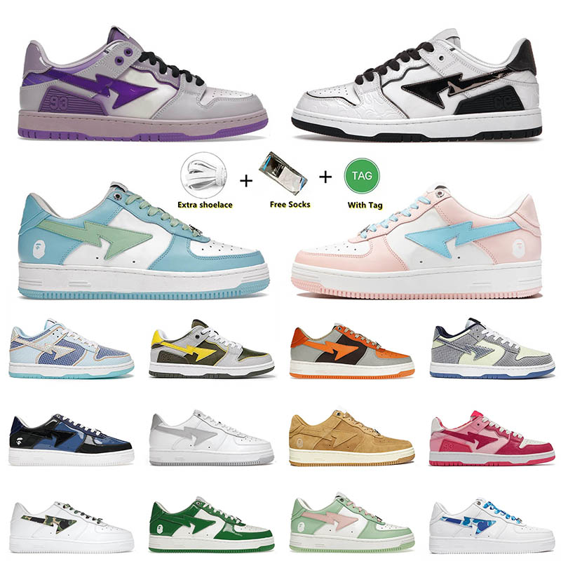 

Designer Mens Women Bapestas Baped Sk8 Sta Casual Shoes Bapesta Pastel Pink White ABC Camo Blue Black Suede Orange Beige Men Women Platform Sneakers 36-45, A55 reverse black toe 36-45