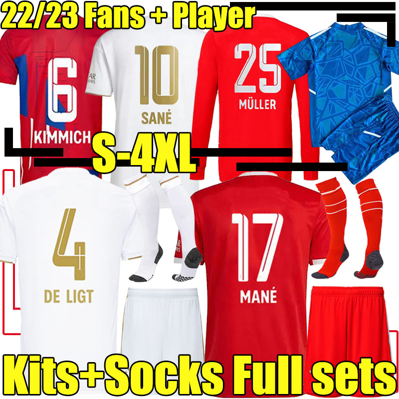 

4XL 22/23 DE LIGT soccer jerseys SANE HERNANDEZ MUNICH GNABRY GORETZKA COMAN MULLER football shirt DAVIES KIMMICH MANE fans palyer version men kids kit sock Full set GK, 21-22 gk