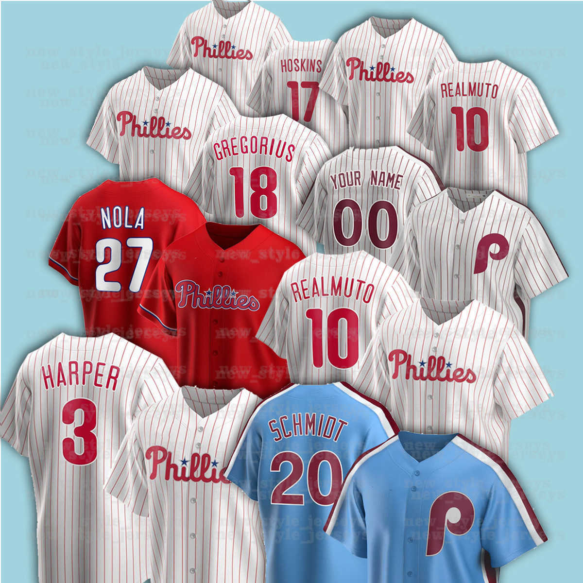 

MENS WOMEN KIDS Philadelphia Mens Phillies Women Baseball Jersey 10 JT Realmuto Bryce Custom 3 Harper 20 Mike Schmidt 10 Darren Daulton 32 Steve Carlton vz, Men(fei cheng ren)