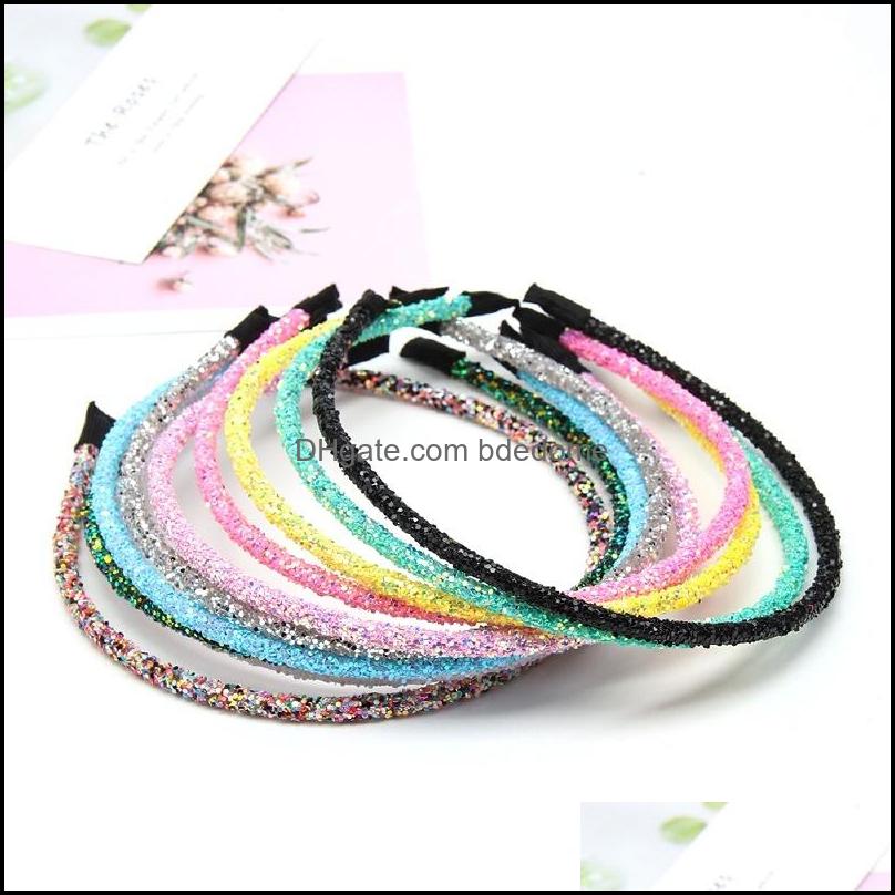 

Hair Rubber Bands Ncmama 10Pcs/Lot Korean Solid Glitter Band For Girls Fashion Shiny Candy Color Kids Headbands Hoop Acce Bdedome Dhye5