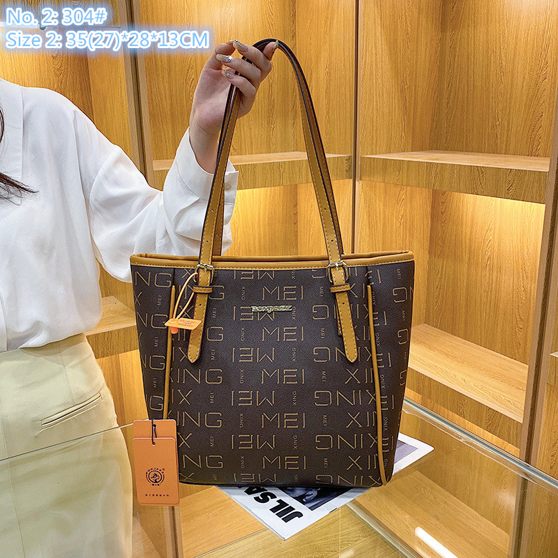 

Wholesale factory ladies shoulder bags 2 styles sweet bow ribbon tote bag elegant letter printing handbag large capacity simple contrast leather handbags, Beige2-304#