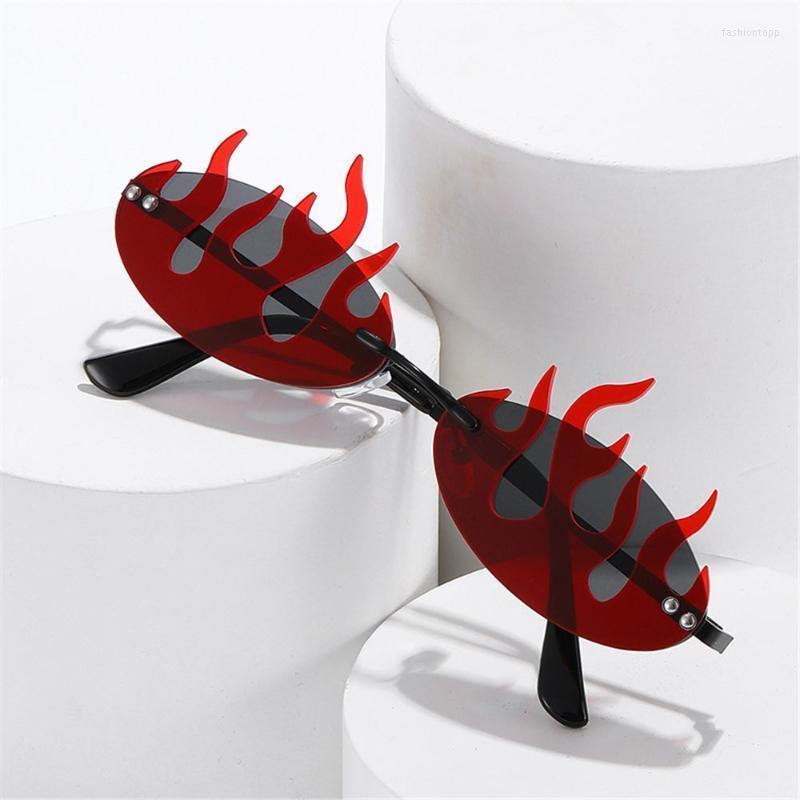 

Sunglasses Halloween Cosplay Eyewear Shades Rimless Flame Double Lens ShapedSunglasses