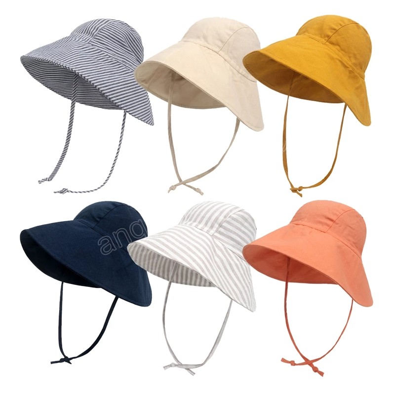 Baby Summer Hat Cotton Linen Beach Kids Sun Hat for Girls Boys Accessories Big Brim Children Bucket Hats Outdoor 9M-4Y