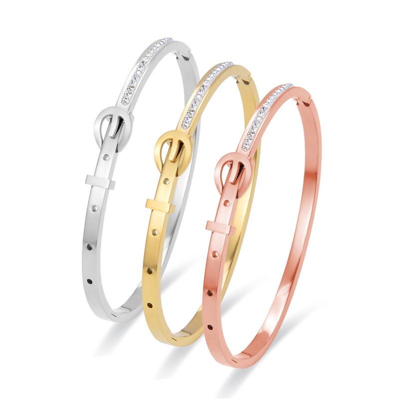 

Bangle Design Belt-Shaped Stainless Steel Simple Elegant Fashion Accessories For Woman Bracelets GiftBangle