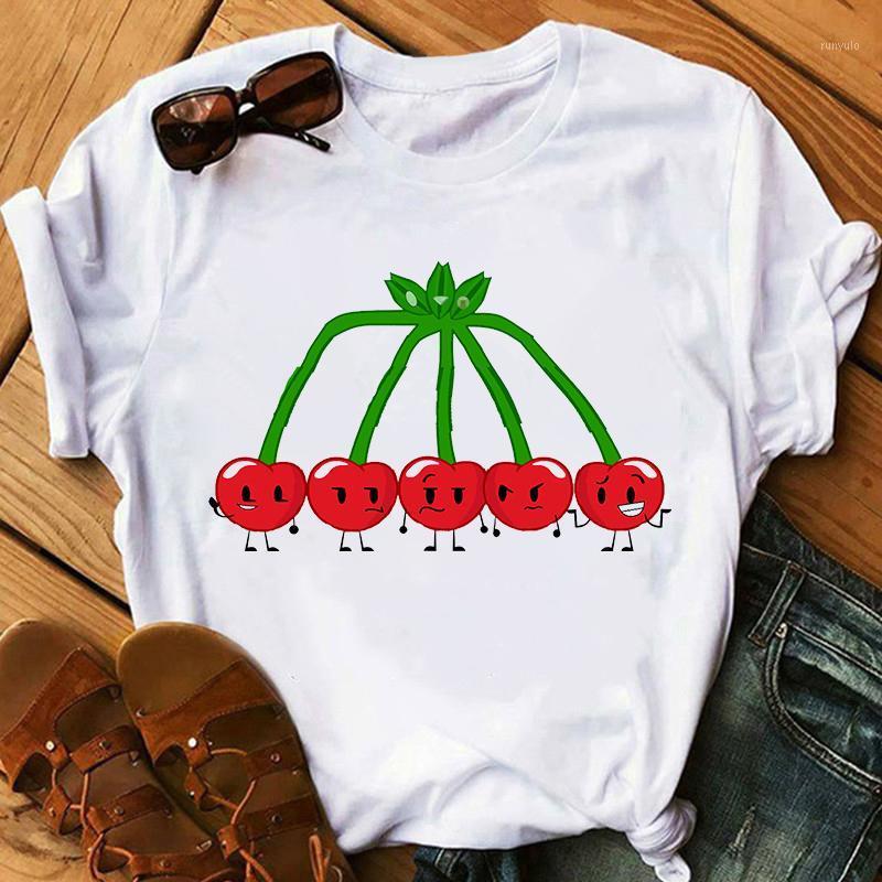 

Women' T-Shirt Cute Cherry White Casual Woman Tshirt Tops Streetwear Fashion O Neck Short Sleeve Tee Female Summer Korean Graphic Tees, 7215