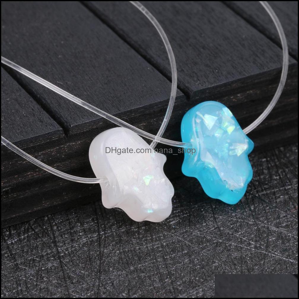 

Pendant Necklaces Pendants Jewelry Blue White Opal Necklace Hand Transparent Chain Choker Women Collier Drop Delivery 2021 R9Imo