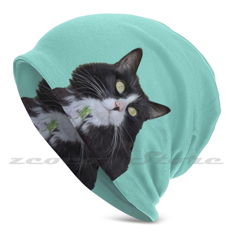 

Berets Hypno-Puss Personalized Pattern Knit Hats Plus Size Elastic Soft Cap Cat Face Black And White Kitty Meow Dearest Daphne, Child black mask